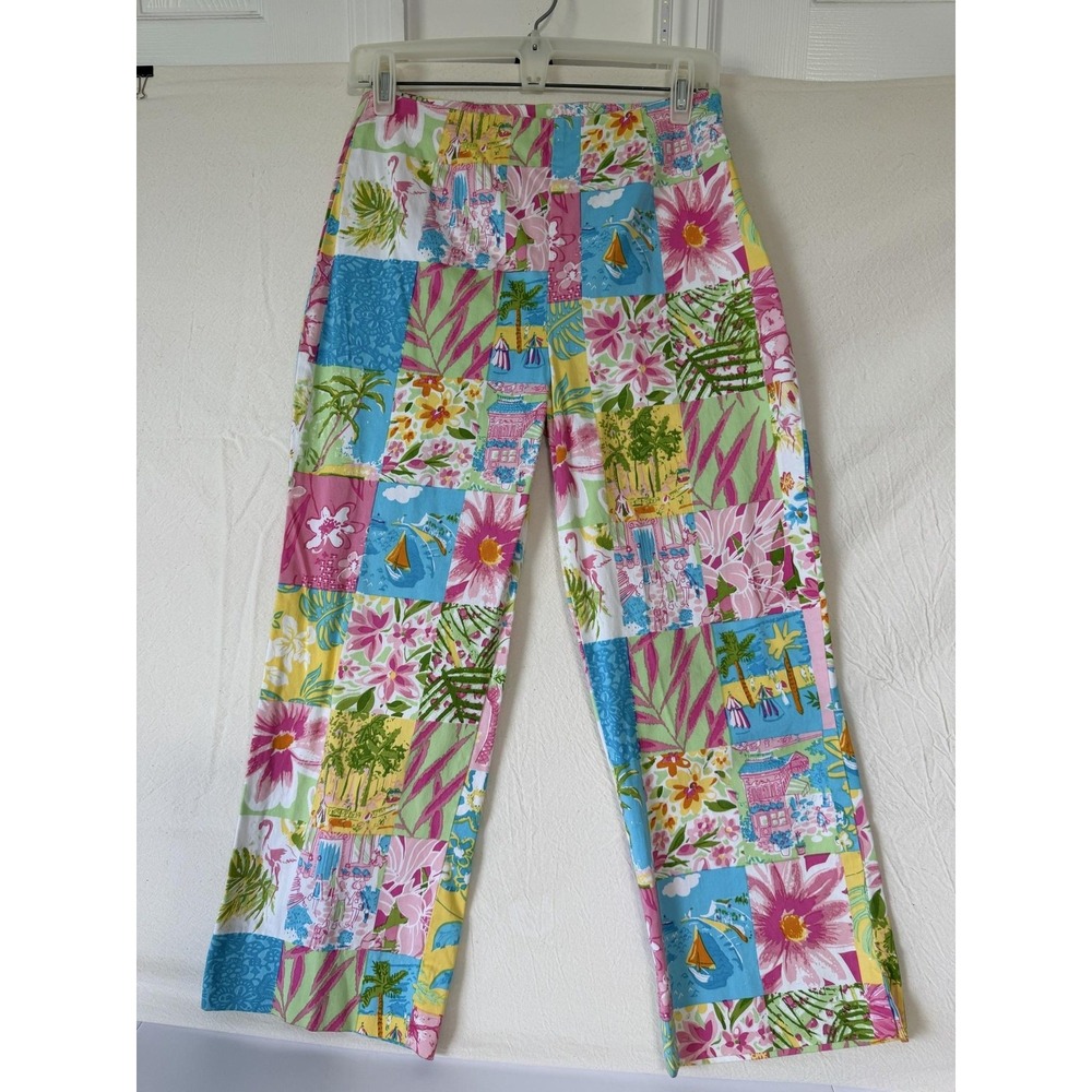 Eric Spencer Capri Pants Womens 6 Multicolor Floral‎ Patchwork Stretch Twill